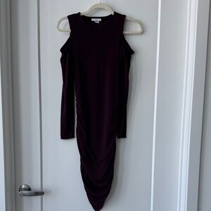 Bar III Plum Cold-Shoulder Long Sleeve Dress